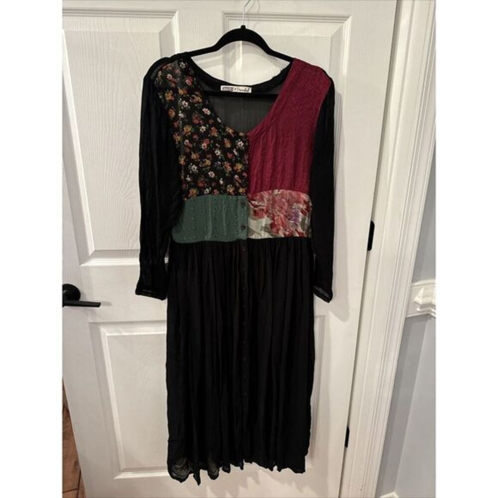 Gypsies & Moondust Dress Patchwork Top Full Button Festival Boho Witchy M/L